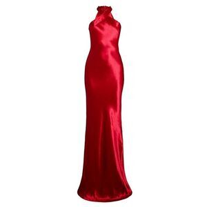 Galvan Eve Heavy Silk Halter-Neck Dress